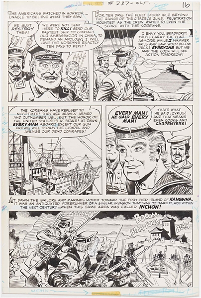 Norman Maurer ''Our Army at War'' #237 Original ''Medal of Honor'' Artwork, Pages 14-17 Including Splash Page (DC, October 1971) -- Measures Approx. 10.75'' x 15.75'' -- Very Good Plus Condition