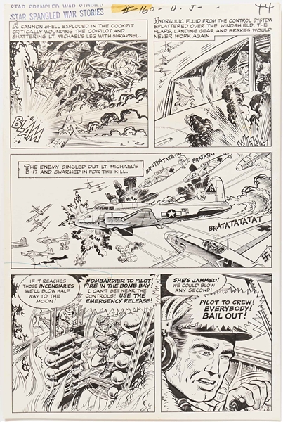 Norman Maurer ''Star Spangled War Stories'' #160 Original ''Medal of Honor'' Artwork, Pages 43-46 Including Splash Page (DC, January 1972) -- Each Page Measures 10.625'' x 16'' -- Very Good to Near...