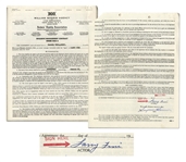Larry Fine Signed Contract with the William Morris Agency, Dated 17 January 1963 -- Four Pages on Two Sheets Measure 8.5 x 11 -- Signed Larry Fine on Third Page -- Very Good to Near Fine