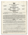 Larry Fine Signed Contract with the William Morris Agency, Dated 17 January 1963 -- Four Pages on Two Sheets Measure 8.5'' x 11'' -- Signed ''Larry Fine'' on Third Page -- Very Good to Near Fine