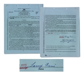 Larry Fine Signed Contract with the William Morris Agency, Dated 31 January 1963 -- Six Pages on Three Sheets Measure 8.5 x 11 -- Signed Larry Fine on Last Page -- Very Good Plus Condition