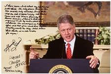 Gennifer Flowers, Paula Jones & Kathleen Wlley Signed 20 x 16 Photo of Bill Clinton During the Infamous Finger Wagging Press Conference