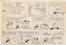 Original Comic Art Lot: Parker & Hart Wizard of Id Sunday Strip & Mel Lazarus Momma Strip (Both Field Enterprises, 1977) -- Plus Original 3 Stooges Art on 22 x 15.5 Board & Prints of Same