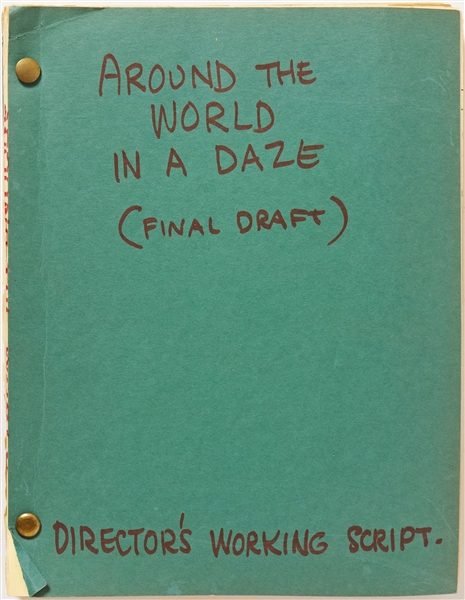''Around the World in a Daze'' Director's Working Screenplay Final Draft with Handwritten Edits Throughout -- Dated 19 March 1963 -- Script Runs 121pp. Plus Shooting Schedule & Crew Sheet -- Very Good