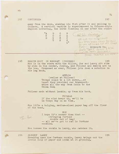 ''Around the World in a Daze'' Director's Working Screenplay Final Draft with Handwritten Edits Throughout -- Dated 19 March 1963 -- Script Runs 121pp. Plus Shooting Schedule & Crew Sheet -- Very Good