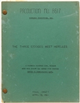 The Three Stooges Meet Hercules Final Draft Screenplay with Numerous Hand Notations Throughout -- Dated 28 April 1961 & Runs Over 150pp. Plus Several Memos & Inserts -- Very Good Condition