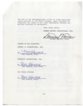 Agreement Signed Three Times by Moe Howard -- Dated 27 August 1973, Runs 2pp. -- Very Good Condition
