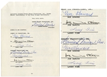 Three Stooges Contract Dated 9 June 1970 Signed Twice by All Three: Moe Howard, Larry Fine & Joe DeRita -- 3pp. on 3 Sheets -- Very Good Plus Condition
