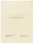 Moe Howard's Personally Owned Script, Signed by Moe on Cover -- ''The Three Stooges Meet the Gunslingers'' Final Draft Dated 3 February 1964 -- Also with Moe's Notes Within -- Runs 118pp. -- Very Good