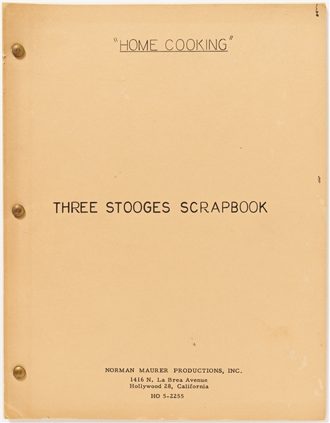 Three Copies of the ''Three Stooges Scrapbook'' Pilot Episode ''Home Cooking'' Screenplay -- All Final Drafts Running 23pp. & Dated 16 February 1960 -- Very Good Condition