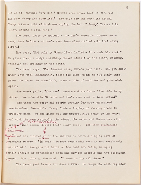 ''The Three Stooges Double Trouble'' First Draft Script Dated 27 August 1954 by Ray Allen and Norman Maurer -- With Hand Annotations Within, Possibly by Moe -- Script Runs 18pp. -- Very Good Condition
