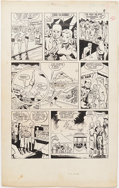 Norman Maurer ''Boy Comics'' #50 Original ''Crimebuster'' Artwork, Pages 1-3, 5, 8-9, 12, 14, 22 & 26 (Lev Gleason, January 1950) -- Pages Measure Approx. 14.5'' x 21'' -- Very Good