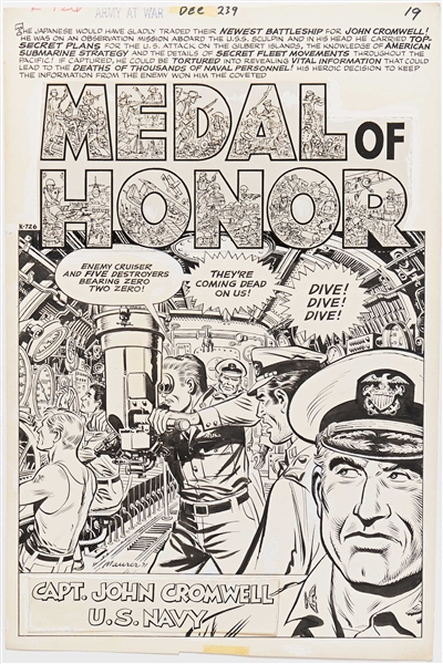 Norman Maurer ''Army at War'' #239 Original ''Medal of Honor'' Artwork, Pages 19-21 Including Splash Page (DC, December 1971) -- Measures 10.75'' x 16'' -- Very Good to Near Fine