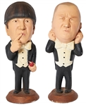 The Three Stooges Large Solid Plaster Statues of Curly & Moe --  Made by Esco Products, Inc. in 1980 -- Each Measures Approx. 17 Tall & Weights 10 Lbs. -- Some Chipping