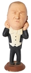 The Three Stooges Large Solid Plaster Statues of Curly & Moe --  Made by Esco Products, Inc. in 1980 -- Each Measures Approx. 17'' Tall & Weights 10 Lbs. -- Some Chipping
