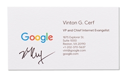 Vint Cerf Signed Google Business Card -- One of the Founders of the Internet, Cerfs Title Reads VP and Chief Internet Evangelist