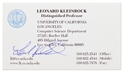 Leonard Kleinrock Signed UCLA Business Card -- Card Lists Kleinrock as Distinguished Professor in the Computer Science Department