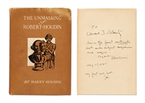 Harry Houdini Twice-Signed First Edition of His Book The Unmasking of Robert-Houdin -- ...This is the first authentic book on the subject magicians and magic...