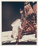 Apollo 11 NASA Photo of Buzz Aldrin Descending the Ladder Onto the Lunar Surface -- Printed on A Kodak Paper