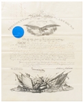 Andrew Johnson Military Document Signed as President with His Stamped Signature