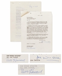 Agreement Signed by Moe Howard and Joe DeRita Regarding the Use of DeRitas Face for Three Stooges Merchandising -- Dated 11 May 1959 -- Also Includes Moe Howard Signed Letter Re: Same -- Very Good