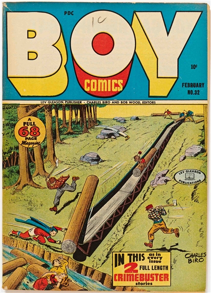 8 Copies of ''Boy Comics'' (Lev Gleason, 1946-47) -- 2 of #31 (Pencil to Front Covers); 2 of #32 (Pencil to Front Covers, 2'' Tear to 1); 2 of #35; 2 of #36 (Writing to Front Covers) -- All Light Wear