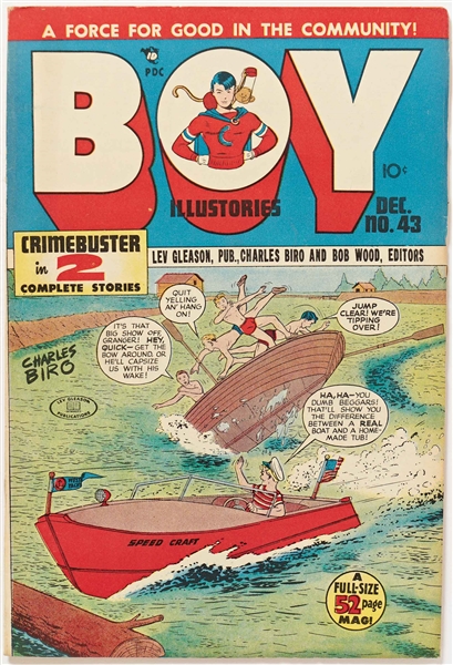 8 Copies of ''Boy Comics'' (Lev Gleason, 1948-49) -- 2 Copies of #43; 2 of #44; 2 of #45; 2 of #46 -- Light Wear, Writing in Pencil to Front Covers of 3