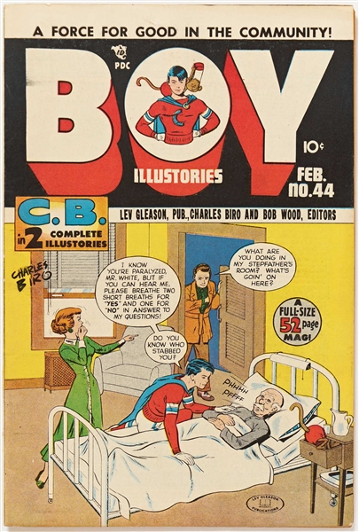 8 Copies of ''Boy Comics'' (Lev Gleason, 1948-49) -- 2 Copies of #43; 2 of #44; 2 of #45; 2 of #46 -- Light Wear, Writing in Pencil to Front Covers of 3