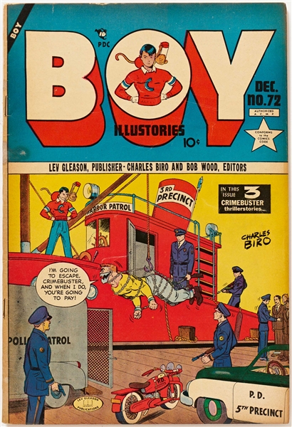 8 Copies of ''Boy Comics'' (Lev Gleason, 1950-51) -- 1 Copy of #59; 1 of #60; 1 of #61; 1 of #62; 1 of #63; 1 of #64; 1 of #69; 1 of #72 -- Light to Moderate Wear, Stamp or Writing to Front Cover of 3