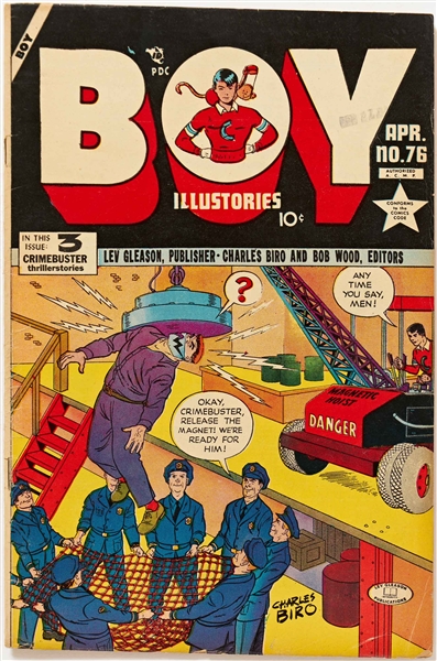 8 Copies of ''Boy Comics'' (Lev Gleason, 1952) -- 1 Copy of #73; 1 of #74; 1 of #75; 2 of #76; 2 of #77; 1 of #78 -- Light to Moderate Wear, Stamp or Pencil Writing to Front Cover of Most