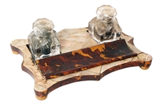 Agatha Christie Personally Owned Mother of Pearl Inkstand with Two Inkwells -- From the 2006 Agatha Christie Estate Sale