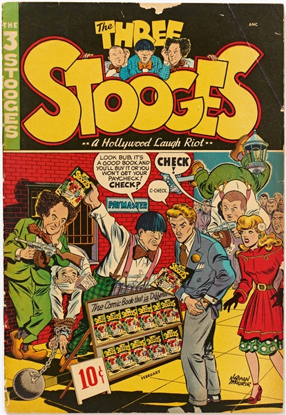 8 Copies of ''Three Stooges'' #1 (St. John, 1949) -- Chipping & Edgewear, Label to Front Cover of 1 Copy, Paper Loss to Back Cover of 1 Copy