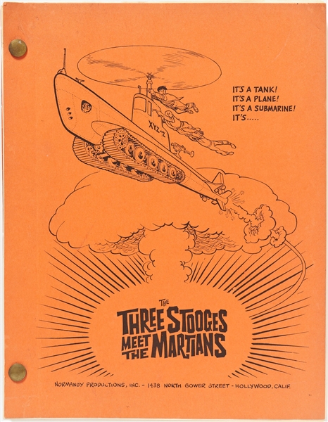 ''The Three Stooges Meet the Martians'' Screenplay, Later Named ''The Three Stooges in Orbit'' -- Undated but Noted as First Draft -- Runs 137pp. -- Very Good Condition