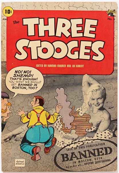 11 Copies of ''Three Stooges'' #6 (St. John, 1954) -- Light Chipping & Edgewear, Detached Back Cover to 1