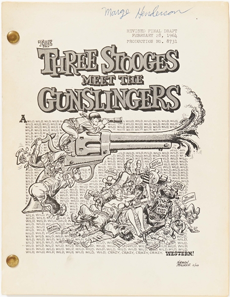 ''The Three Stooges Meet the Gunslingers'' Revised Final Draft Screenplay Dated 28 February 1964 -- A Few Edits Within -- Runs Over 120pp. -- Very Good Condition