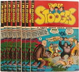 8 Copies of Three Stooges #2 (Jubilee, 1949) -- Light Wear, Stamp or Writing to Front Cover of 6
