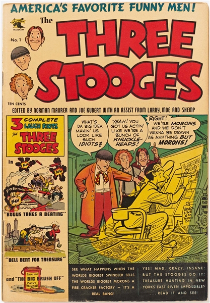 9 Copies of ''Three Stooges'' #1 (St. John, 1953) -- Light Wear with Moisture Staining to 4; Heavier Wear & Writing to 1