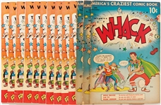 13 Copies of Whack (St. John, 1953) -- 10 Copies of #1 and 3 Copies of #2 -- Light Wear to #1 Copies & Missing 3-D Glasses to 6; Moderate Wear & Chipping to #3 Copies with Covers of 2 Detached