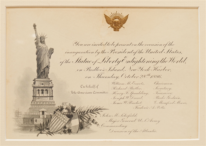 Statue of Liberty Inauguration Invitation from 1886, Designed by Tiffany & Co.