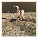 Apollo 11 Photo Measuring 8 x 8 Printed on A Kodak Paper -- Buzz Aldrin Sets Up the PSEP at Tranquility Base