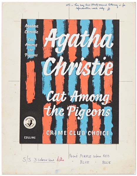 Original First Edition Artwork for the Agatha Christie Crime Novel Cat Among the Pigeons