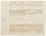 James Madison Four-Language Ship's Papers Signed as President -- Countersigned by James Monroe as Secretary of State