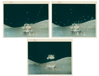 Group of Three NASA Apollo 17 Liftoff from the Moon Red Number Photos