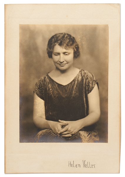 Helen Keller Signed Photo Mat Measuring 9.25'' x 13.5''