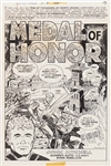 Norman Maurer Fighting Forces #135 Original Medal of Honor Artwork, Pages 19-22 Including Splash Page (DC, January-February 1972) -- Measures Approx. 11 x 16 -- Very Good Plus