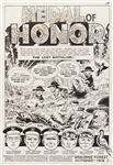 Norman Maurer G.I. Combat #153 Original Medal of Honor Artwork, Pages 17-20 Including Splash Page (DC, April-May 1972) -- Measures Approx. 10.75 x 15.75 -- Very Good Plus