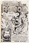 Norman Maurer Star Spangled War Stories #165 Original Medal of Honor Art, Pages 21-22 & 24-25 Including Splash Page (DC, Oct.-Nov. 1972) -- Measures Approx. 10.5 x 15.75 -- Very Good Plus