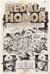Norman Maurer Our Army at War #240 Original Medal of Honor Artwork, Pages 38-41 Including Splash Page (DC, January 1972) -- Measures Approx. 11 x 16 -- Very Good