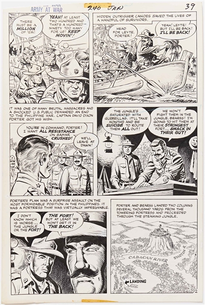 Norman Maurer ''Our Army at War'' #240 Original ''Medal of Honor'' Artwork, Pages 38-41 Including Splash Page (DC, January 1972) -- Measures Approx. 11'' x 16'' -- Very Good