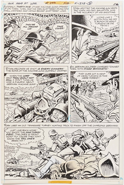 Norman Maurer ''Our Army at War'' #295 Original ''Medal of Honor'' Artwork, Pages 24-26 & 29-30 Including Splash Page (DC, August 1976) -- Measures Approx. 10.5'' x 16'' -- Very Good Plus
